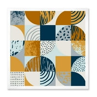 DesignArt 'Ретро полукруги квадрати и кругови на модерните врамени уметнички печати