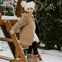 ДЕТСКА ЈАКНА 1Т-7Т Дете Бебе Деца Девојки Ветроупорен Зимски Руно Палто Згусне Топла Надворешна Облека Каки XL
