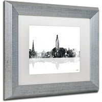 Трговска марка ликовна уметност Анаполис Мериленд Skyline BG-1 Canvas Art by Marlene Watson, бел мат, сребрена рамка