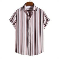 ханксиулин менс лето хаваи ревер печатени превртување јака повик лабава кратки ракави кошули блуза