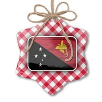 Украс Печатени Еднострано Знаме На Дрво Папуа Нова Гвинеја Божиќ Неонблонд