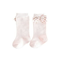 Сејуригаока Есенски Чорапи За Колена Бебешки Девојки Беспрекорни Чорапи Со Прсти Со Цветни Лакови
