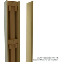 Ekena Millwork 6 W 16'H Rough Sawn Endurathane Fau Wood Wood Non-Tapered Square Column Wrap со стандарден капитал и база