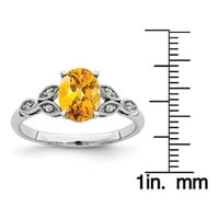 Примарно злато Карат бело злато овален цитрин и дијамантски прстен