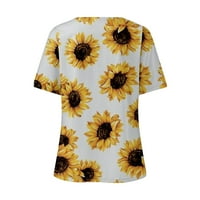 летни блузи за Женска Мода Секојдневен Принт В-Врат Кратки Ракави Печатена Маица