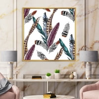 Шарен бохо уметнички пердуви сет v врамени сликарски платно уметнички принт