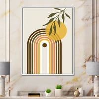DesignArt 'Апстракт ретро виножито со жолто сонце' модерна врамена платно wallидна уметност печатење