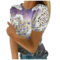 Блузи за слободно Време со кратки Ракави Графички Отпечатоци Врвови Тркалезно Деколте Лето За Жени Разнобојни м