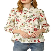 Единствени договори за цвеќиња на женски цвеќиња надолу на ракави на нараквици стојат блуза со јака