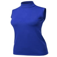 A2y женски без ракави вискозни желки џемпер на вратот на вратот на кралската сина боја XL