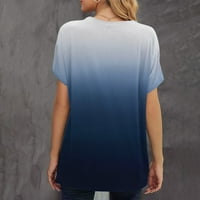 Одеерби Лето Обични Елегантни Врвови За Жени Мода Удобен Круг Вратот Краток Ракав Печатење Блуза Морнарица