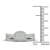 1 5CT TDW Diamond S Sterling Silver Crossover Shank Cluster Halo Bridal Set