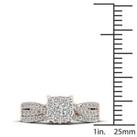 3 4CT TDW Diamond 10K розово злато кластерски кластер за невестински прстен