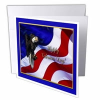 3дроуз Ветерани Ден Ќелав Орел Со Американско Знаме, Честитки,, сет од 12