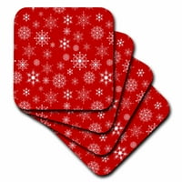 Бели Снегулки Црвена Позадина сет На Подлоги-Мека цст-97905-1