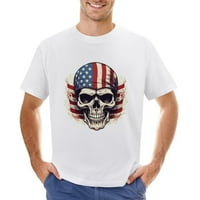 Злобна череп со нас знаме машка маица памук обичен кратки ракави врвови подароци за подароци бели xs