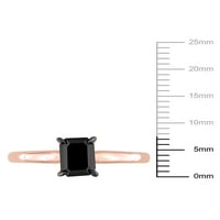Карат Т.В. Црн дијамант 14kt розово злато црно родиум позлатен прстен за ангажман со солитер
