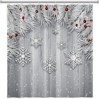 Зимски Божиќ Снегулка Туш Завеса Црвениот Слив Остава Божиќ Орнаменти Снег Туш Завеса