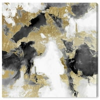 Винвуд Студио Апстрактна wallидна уметност платно за отпечатоци „Експлозивна сенка бела и златна“ боја - злато, црно, 16 16