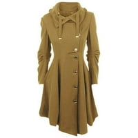 Женски плус големина зимски палто женски волна топла тенок палто јакна со густо-парка со долга зимска надворешна облека злато S, AC5957