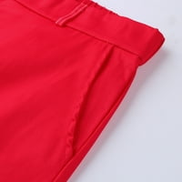 Лабакиха Карго Панталони За Мажи Обични Цврсти Слаби Панталони Со Моливи Патент Еластични Панталони За Половината Црвени М