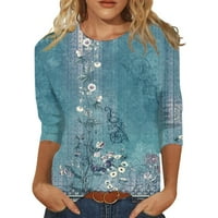Кошули За Ракави За Жени Слатки Графички Маици За Печатење Блузи Обични Плус Големина Основни Врвови Пуловер