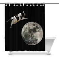 Смешно Млечна Крава Скокање над Месечината Декор Водоотпорен Полиестер Бања Туш Завеса Бања Украси