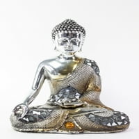 Feng Shui 8 Сребрена електроплетирана одмор што медитираше статуи за мировни статуи на Буда -Д.
