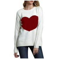Mlенски џемпери за џемпери со џемпери за женски, со долги ракави, симпатично срце плетени џемпери