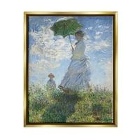 Tupleple Industries Woman Woman со парасол класичен Claude Monet сликарство сликање металик злато лебдечки врамени платно печатено