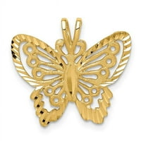 14к Жолто Злато Четкано И Дијамантско Пеперутка Приврзок