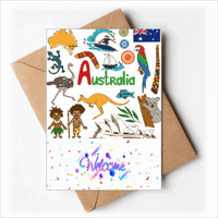Австралија Пејзаж Животни Национално Знаме Добредојдовте Назад Честитки Пликови Празно
