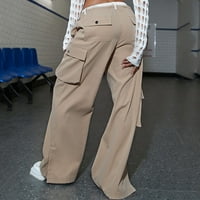 Женски Спортски Панталони Со Низок Струк Со Повеќе Џебни Летни Модни Долги Еднобојни Панталони Панталони За Вежбање За Дами