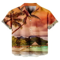 Бејвеи Мажи Редовни Фит Дрво Печатени Блуза Цветни Печати Хавајски Летни Кошули Свртете Јака Одмор Блузи