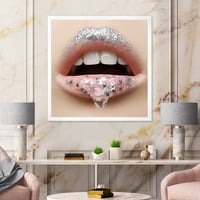 DesignArt „Womanената усни со гел на модерните врамени уметности на усните и starsвездите