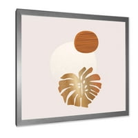 Дизајн на „Апстрактни форми на геометрија и тропски палм лист II“ модерен врамен уметнички принт