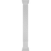 Ekena Millwork 8 W 10'H Craftsman Classic Square Non-Tapered Fretwork Column Wretwork Crown Capital & Crown Base