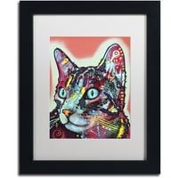 Трговска марка ликовна уметност iousубопитна мачка платно уметност од Дин Русо, бел мат, црна рамка